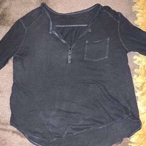 Free people gray long sleeve over-sized Henley